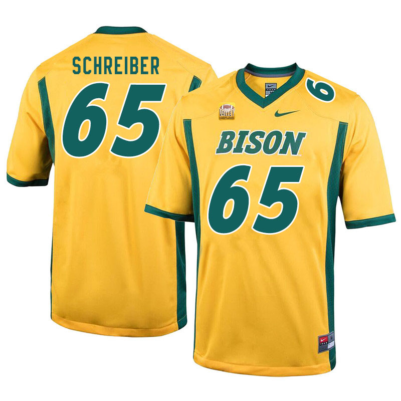 Men #65 Joe Schreiber North Dakota State Bison College Football Jerseys Sale-Yellow - Click Image to Close